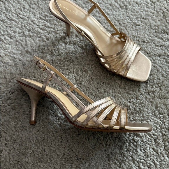 Reformation Elsie Metallic Leather Slingback Sandals - Gold - Picture 10 of 10